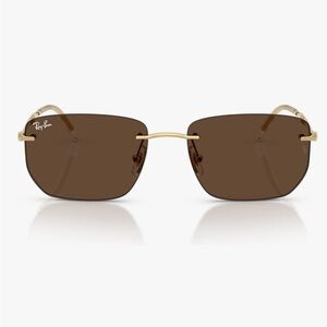 Ray-Ban Gold and Brown Rimless Sunglasses
